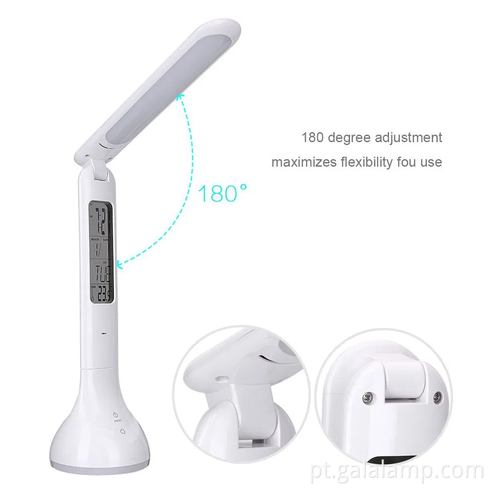 Lâmpada de mesa USB inteligente com funcionalidade de despertador embutida